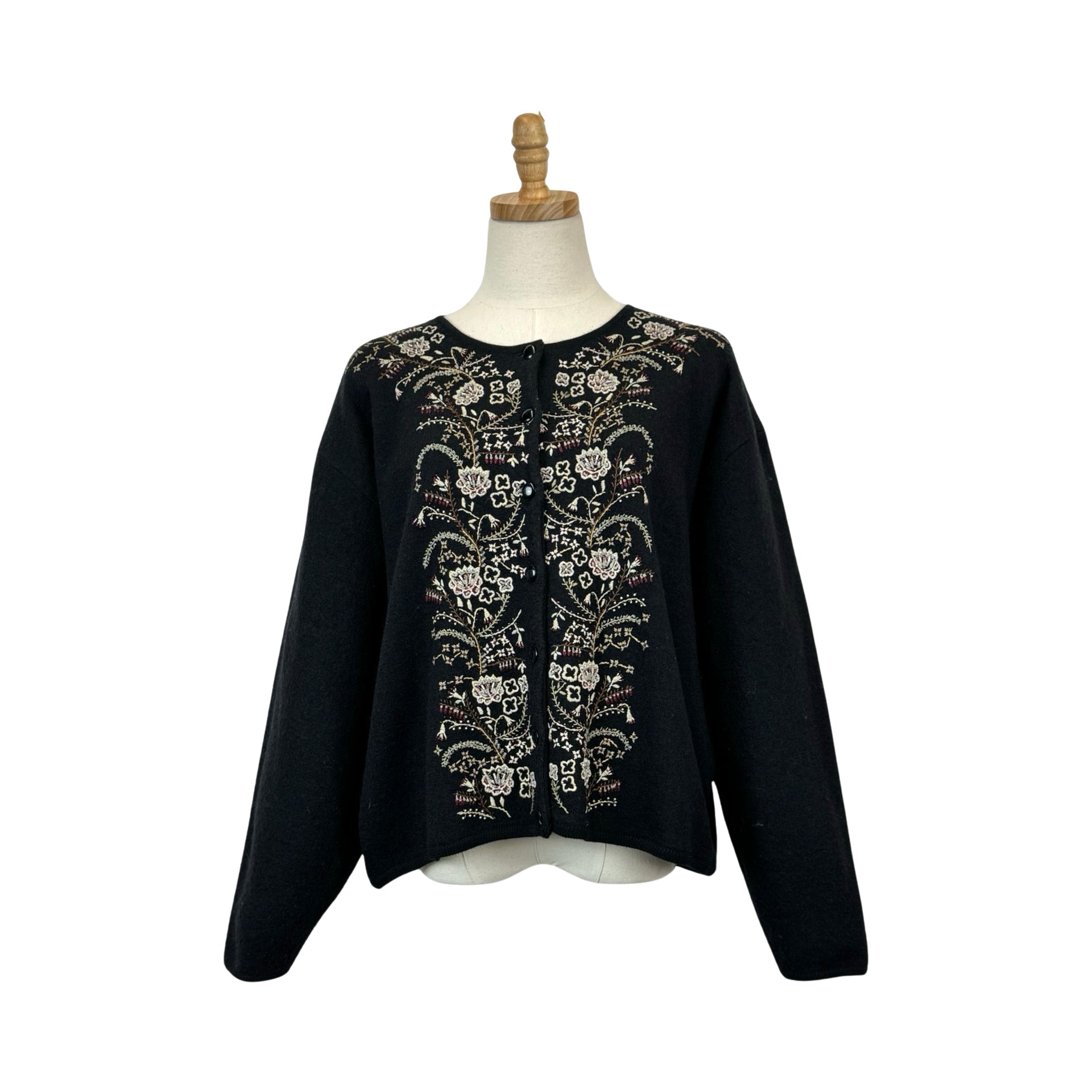 DKNY Embroidered Button Up Cardigan