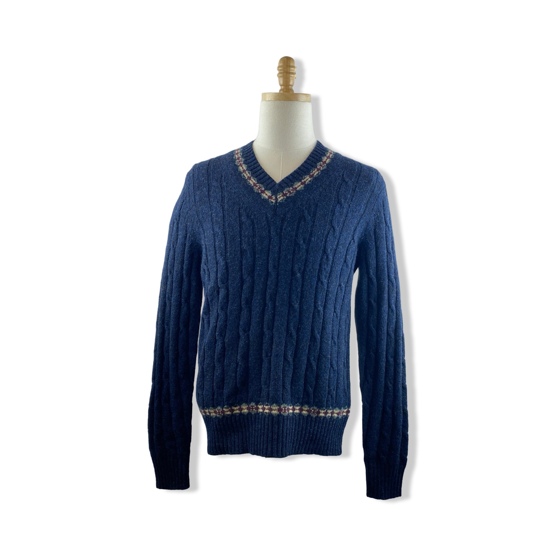 Brooks Brothers Cable Knit V Neck Sweater