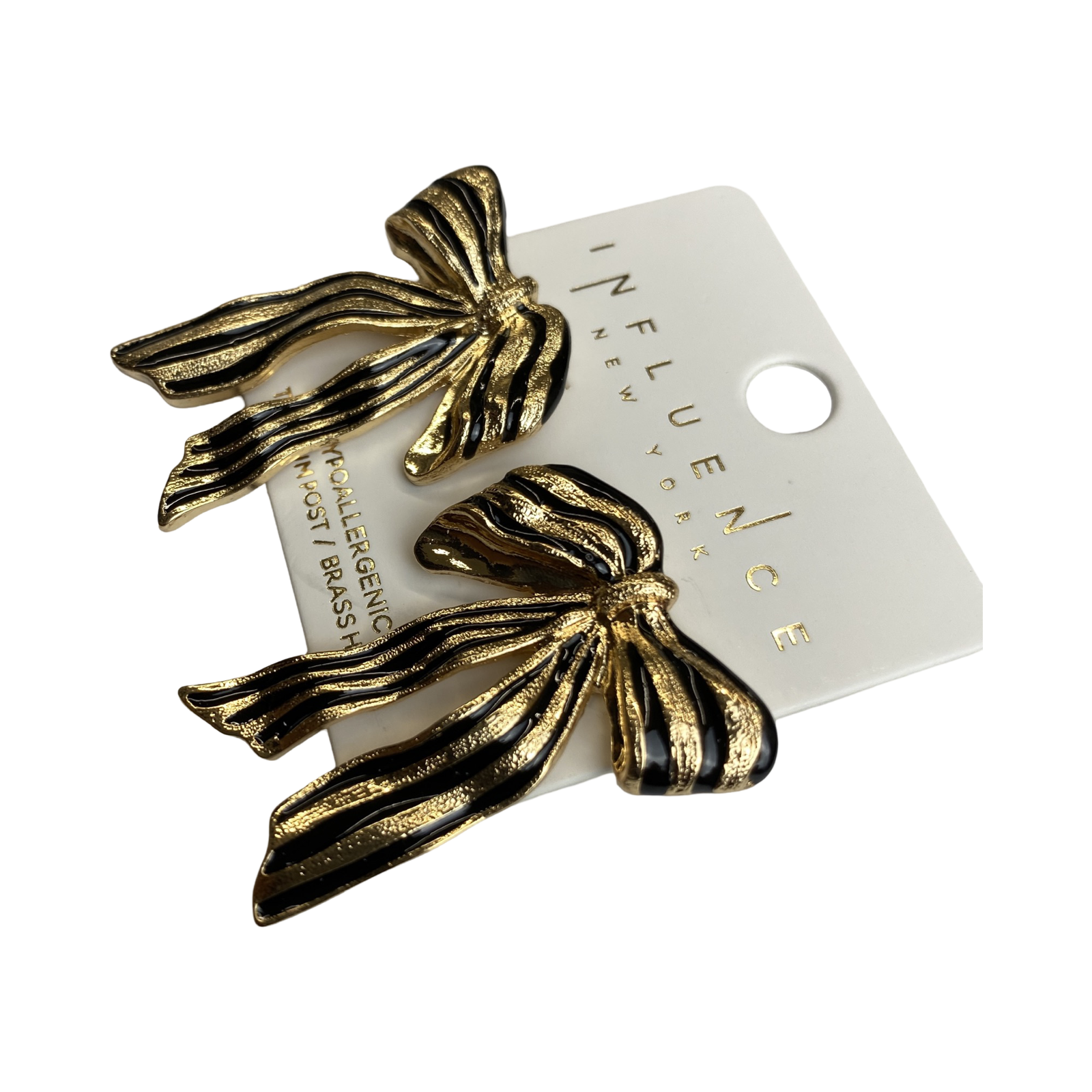 Influence New York Striped Bow Stud Earring