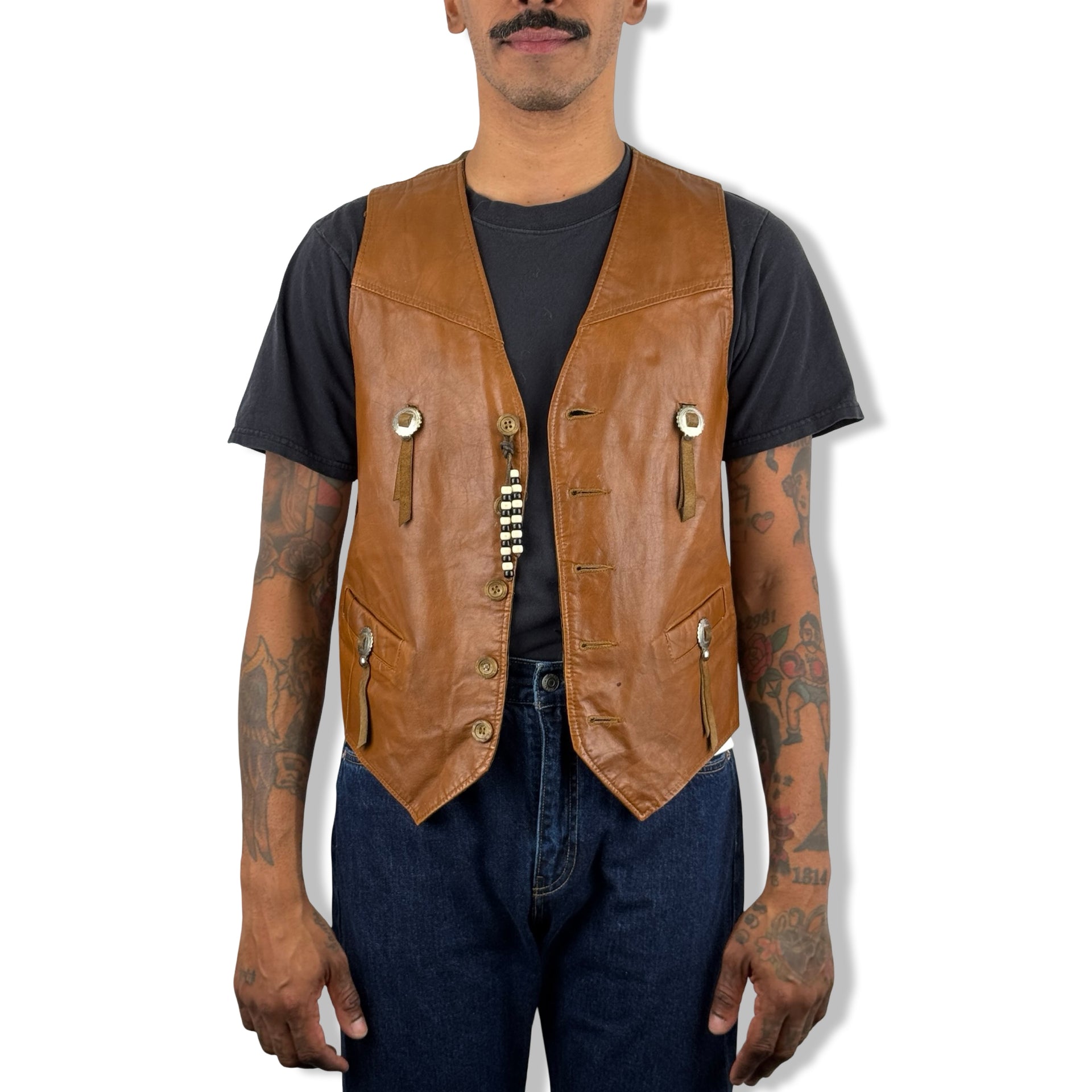 Vintage The Leather Shop Western Vest