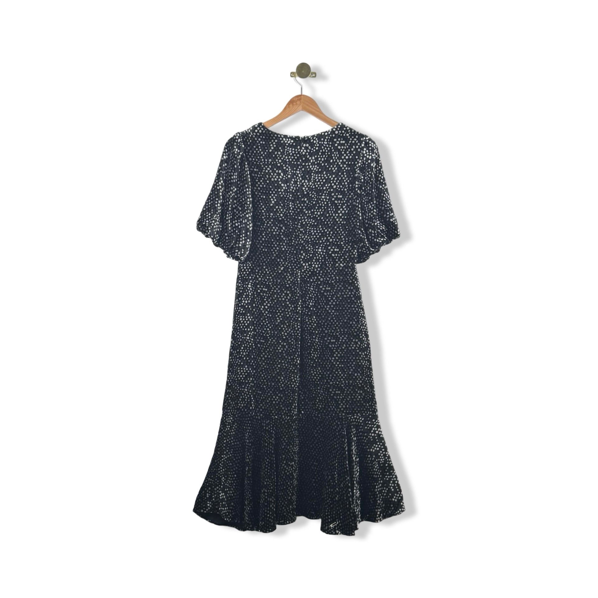 Shoshanna Puff Sleeve Velvet Polka Dot Lace Dress