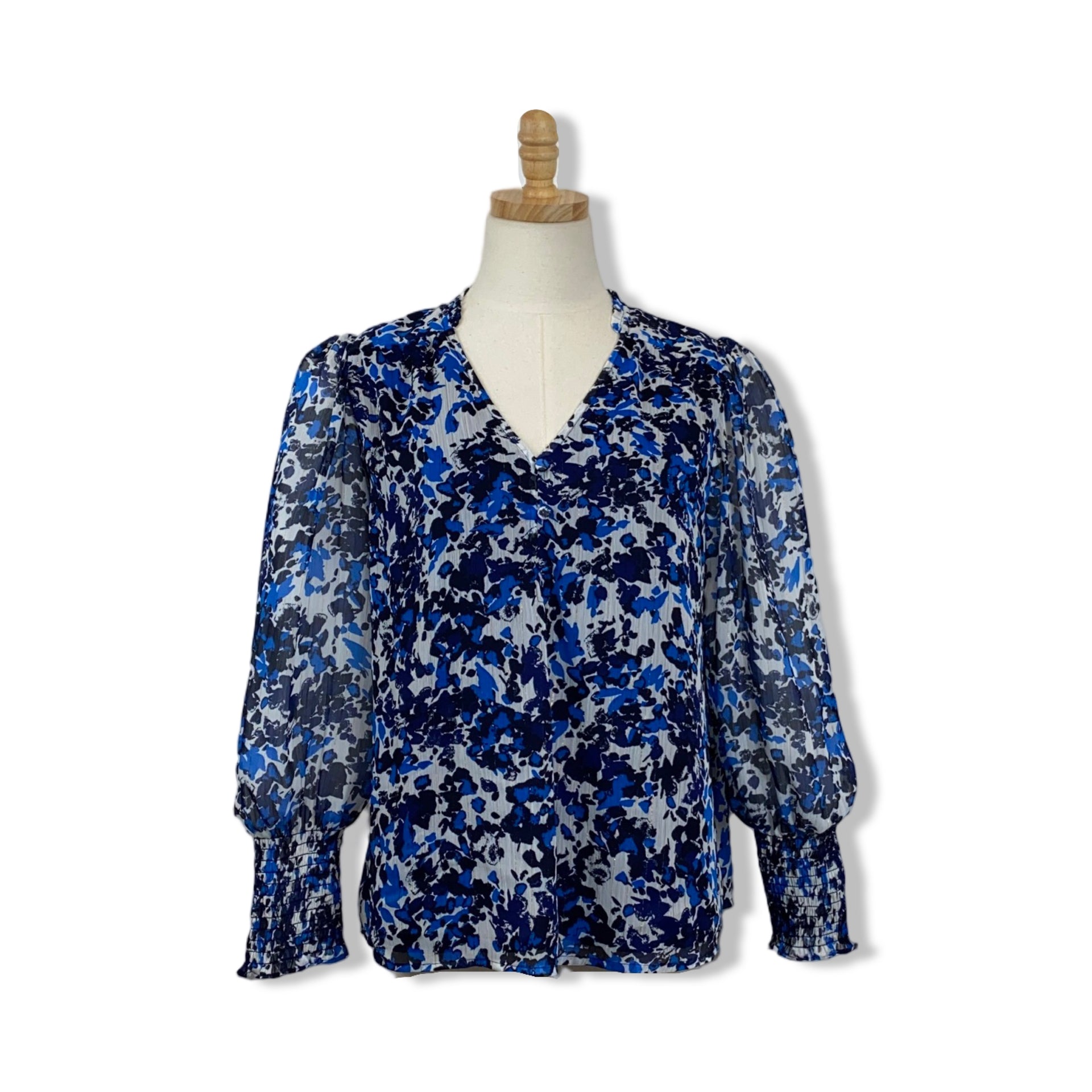 Aqua Floral Long Sleeve Top