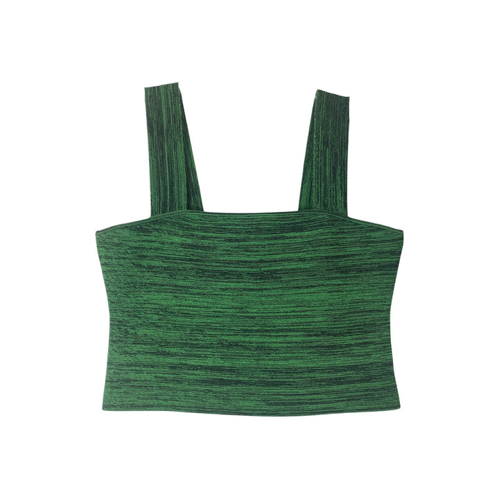 Proenza Schouler White Label Knit Bustier Top-Green Flat Front