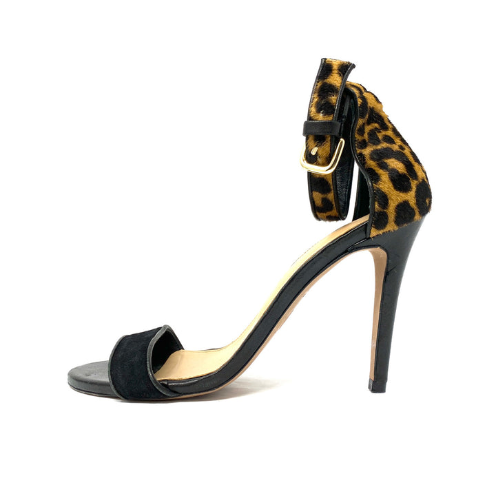 Veronica Beard Leopard Strappy Heeled Sandals- Left