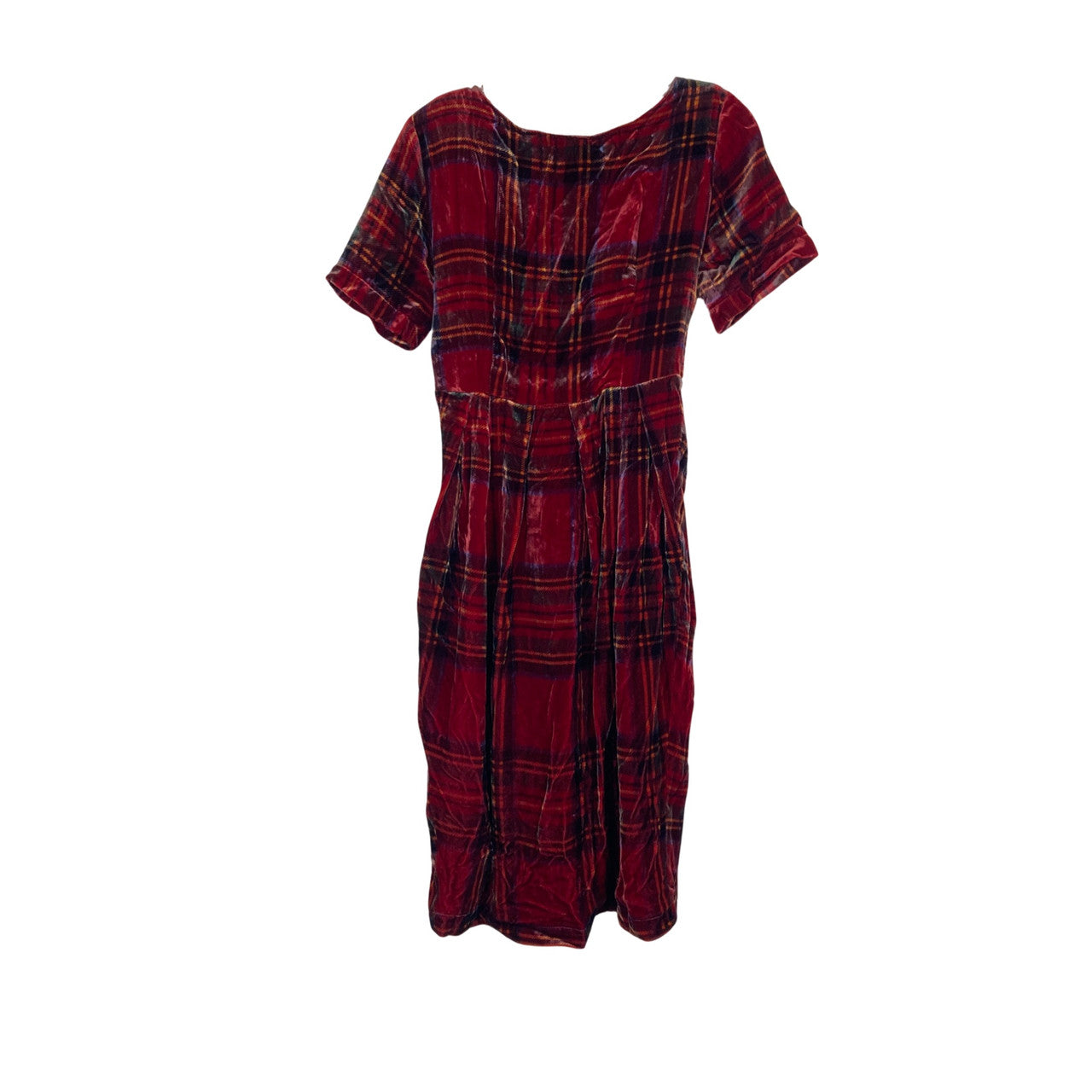 Vintage Peter Jensen Plaid Short Sleeved Bow Dress-back