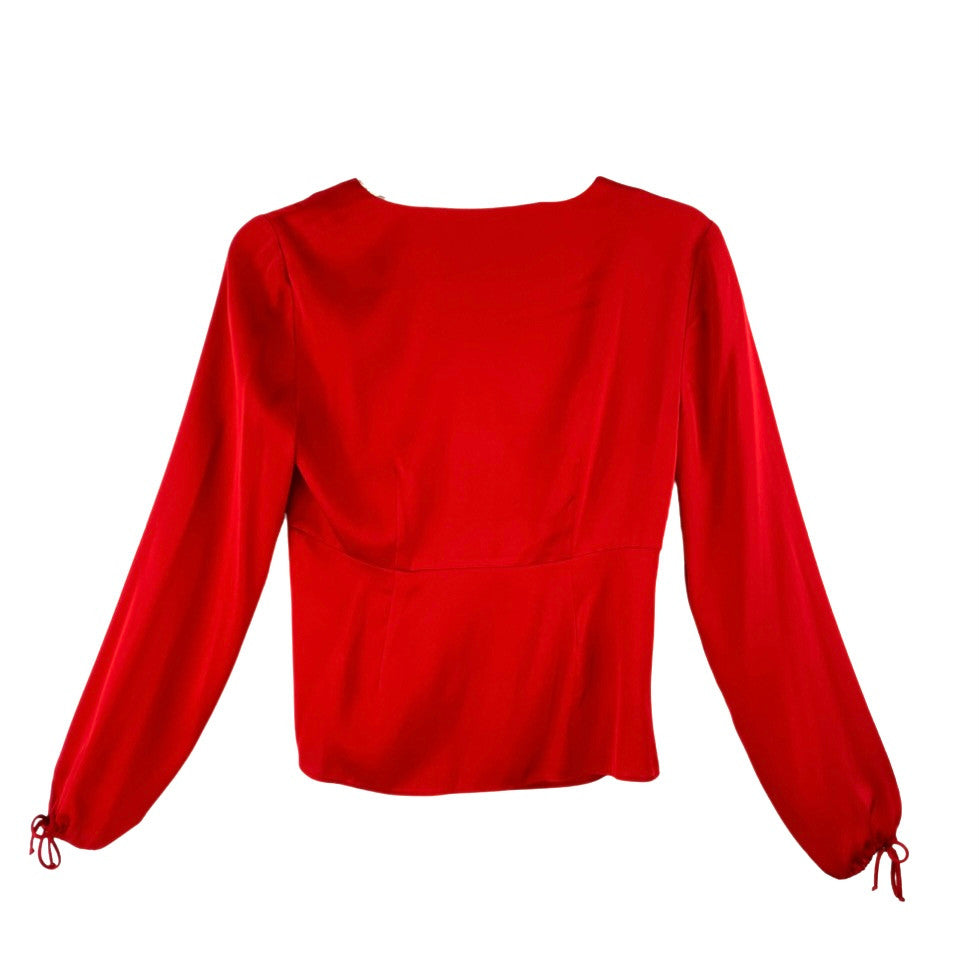 Intermix Red Silk Keyhole Blouse-Back