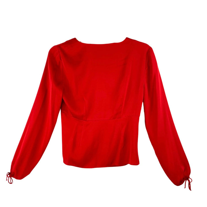 Intermix Red Silk Keyhole Blouse-Back