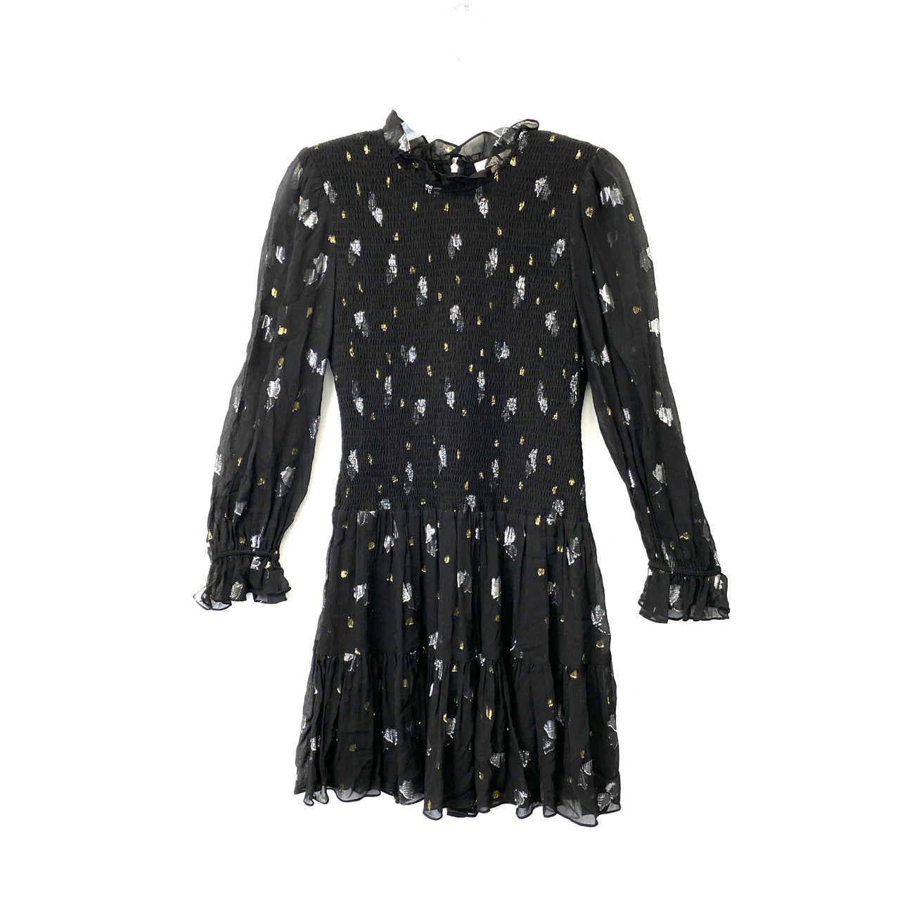 Rebecca Taylor Smocked Metallic Dot Dress-Thumbnail