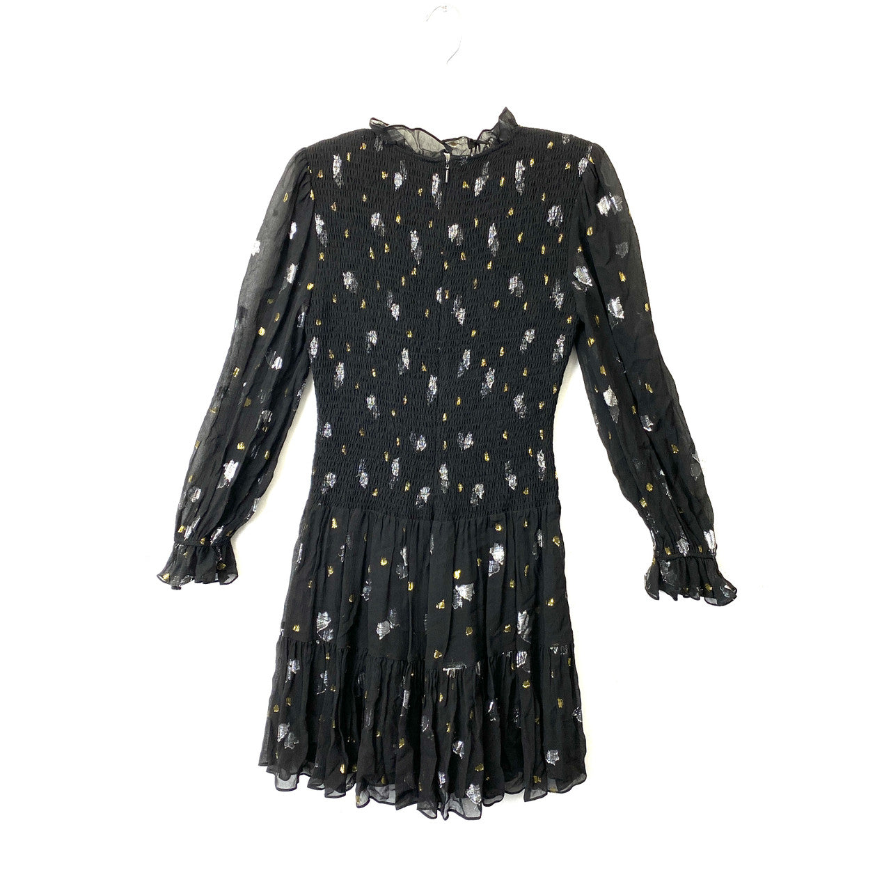 Rebecca Taylor Smocked Metallic Dot Dress-Back