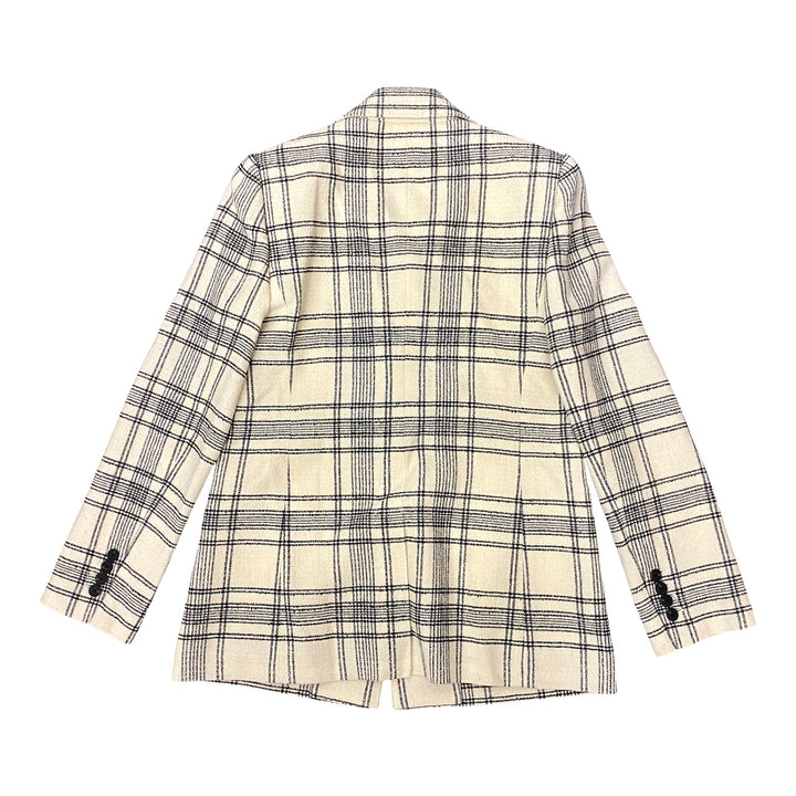 Rebecca Taylor Cream and Black Plaid Tweed Blazer- Back