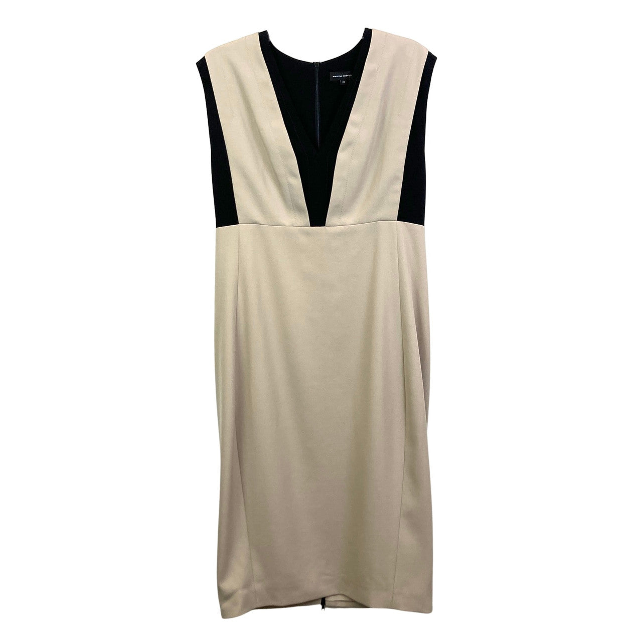 Narciso Rodriguez Black and Beige Fitted Midi Dress-Thumbnail