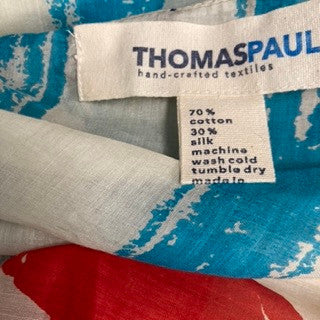 Thomas Paul Anchor and Stripe Pom Pom Edge Scarf-Label