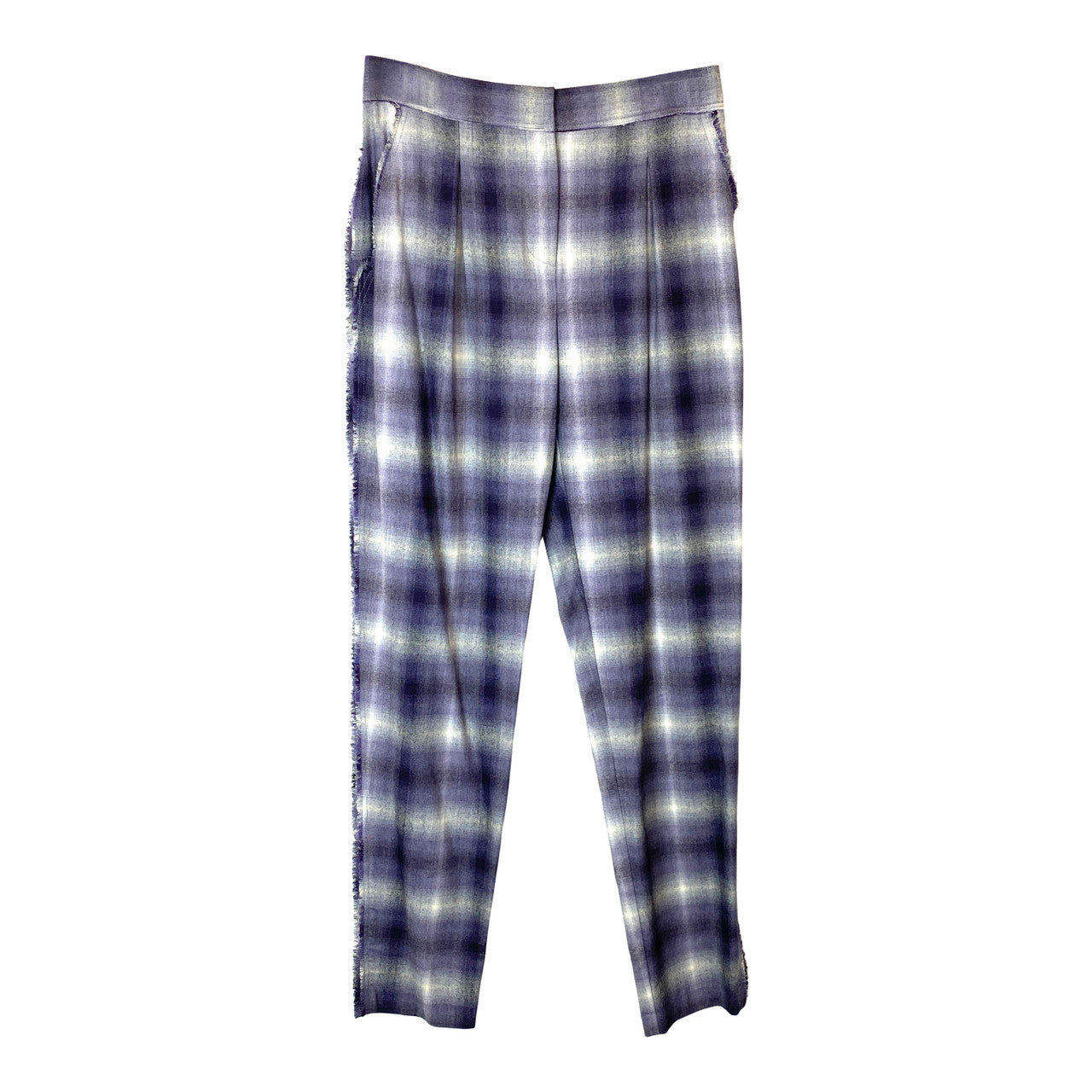 Rebecca Taylor Frayed Detail Shadow Plaid Pants- Front