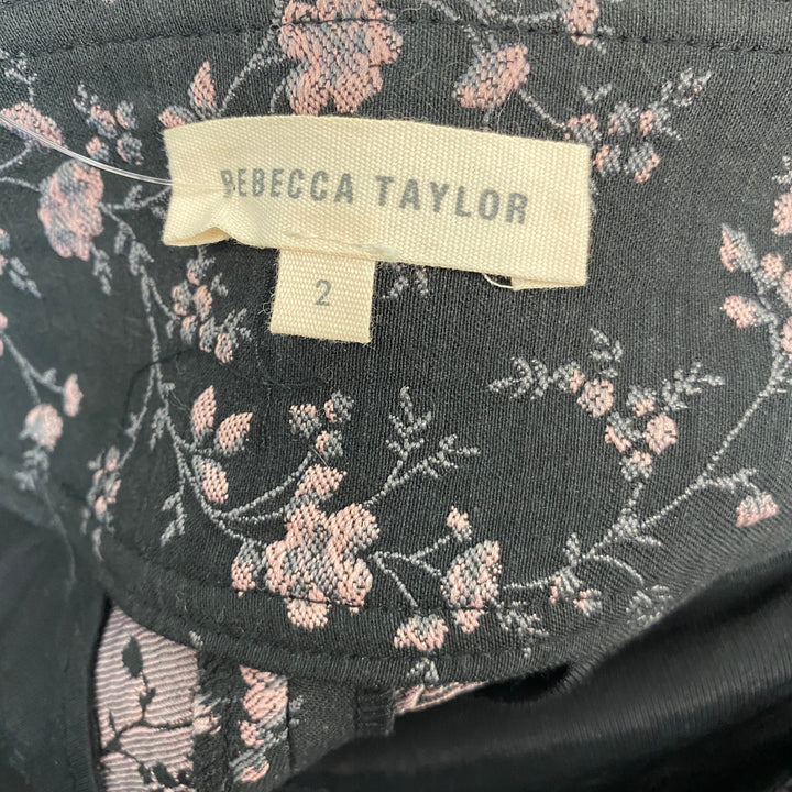 Rebecca Taylor Floral Jacquard Flounce Hem Pants-Label