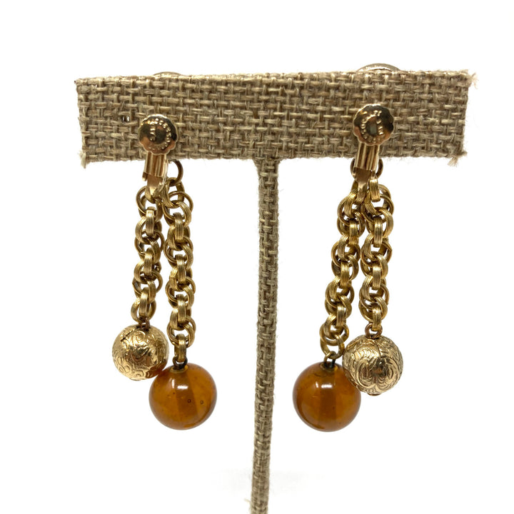 Accessocraft NYC Ball Clip On Drop Earrings- Back