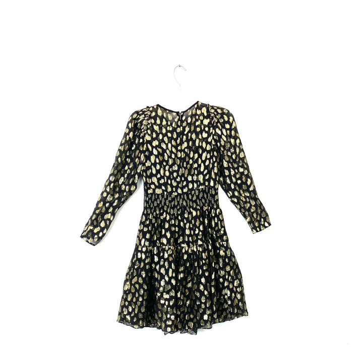 Rebecca Taylor Long Sleeve Leopard Metallic Dress - Back