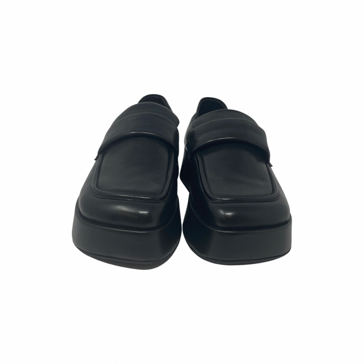 Simon Miller Black Vegan Leather Platform Loafers-Front