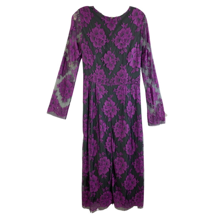 Adam Lippes Purple and Gray Lace Dress-Back