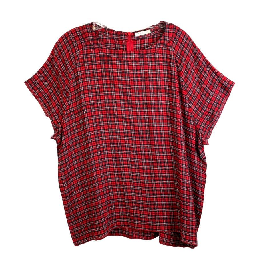 6397 Scoop Neck Red Plaid Top-Thumbnail