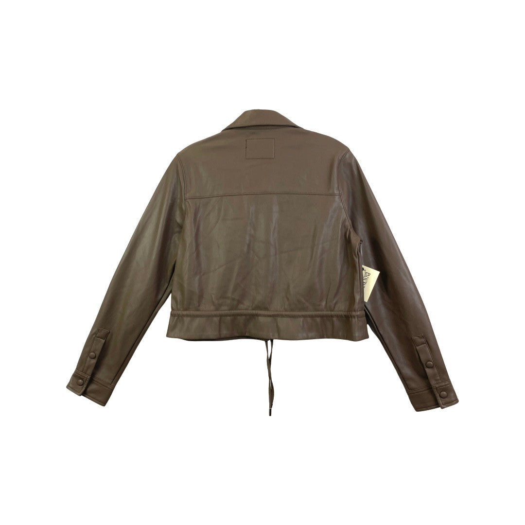 BLANKNYC Taupe Cropped Shacket-Back