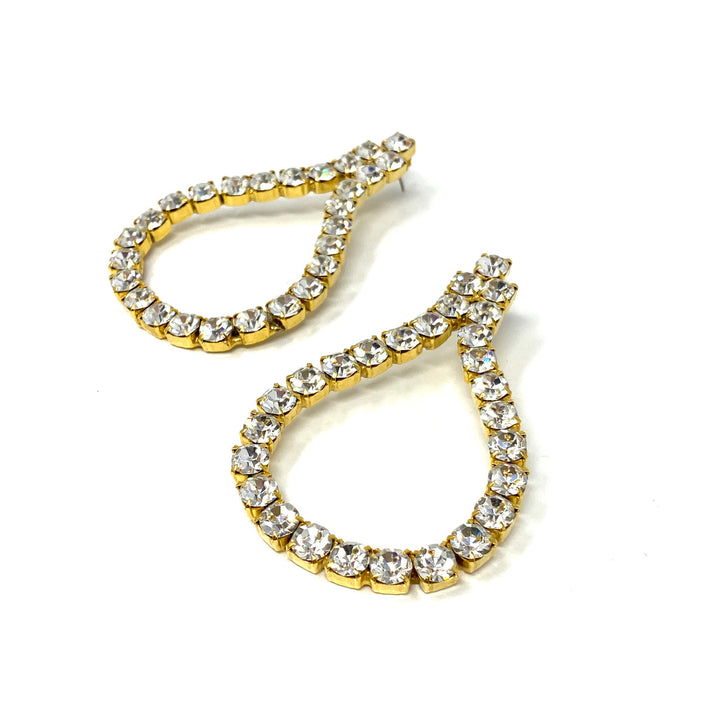 Jumbo Rhinestone Loop Earrings- Angle