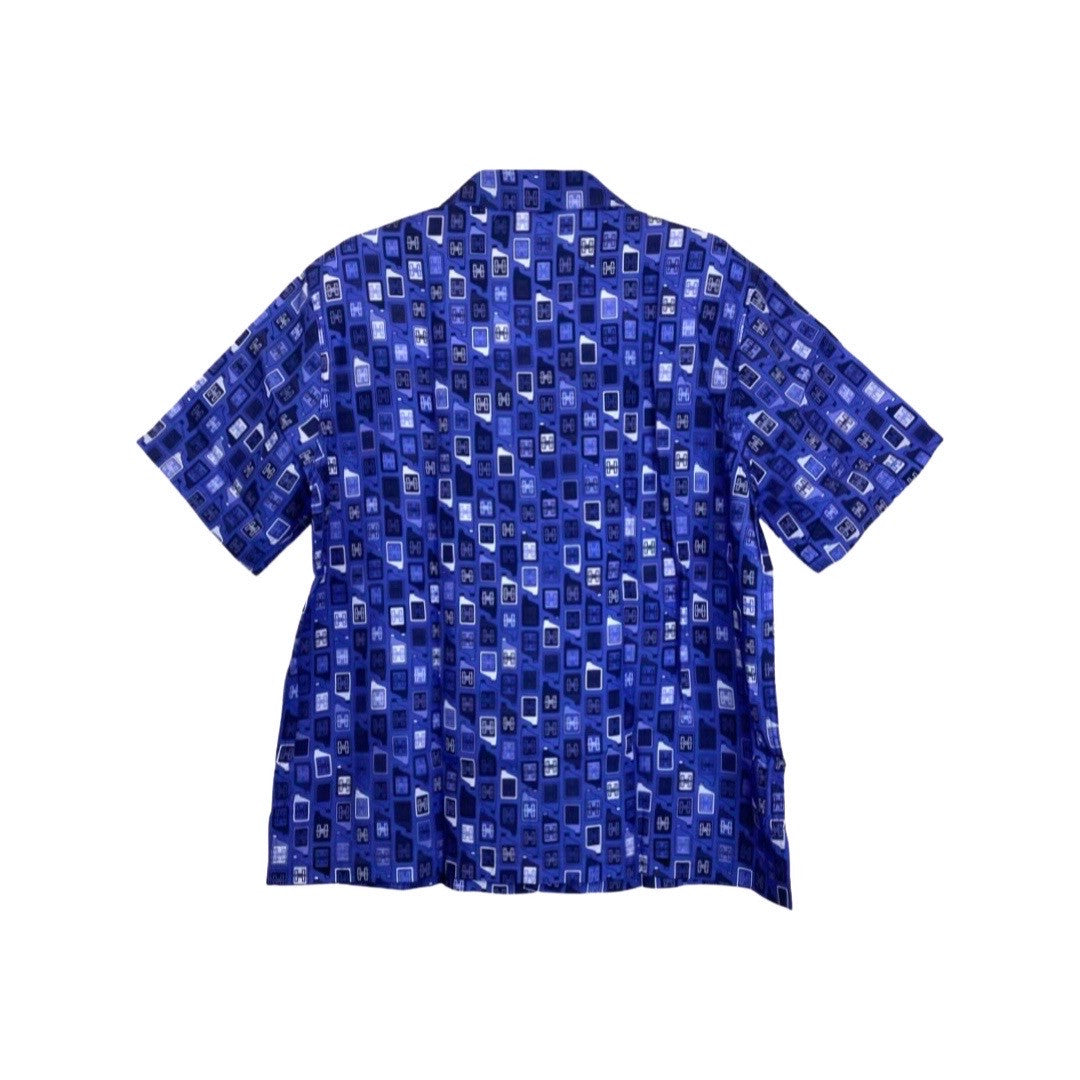 Homoco Blue Logo and Bottle Print Camp Collar Shirt-Back