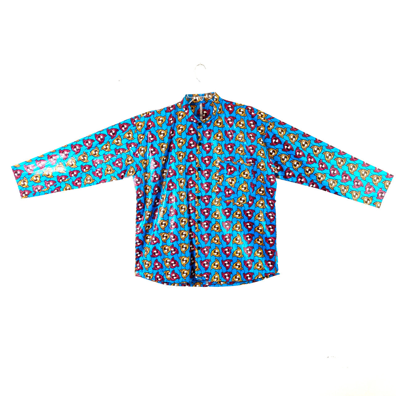 Bright Wax Print Collarless Shirt- Front