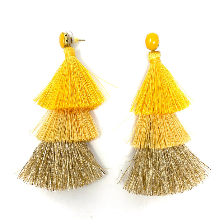 Deepa Gurnani Forest Ombre Fringe Earrings- Yellow Straight