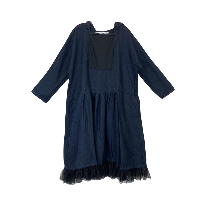Ddue Hooded Lace Trim Linen Dress-Thumbnail