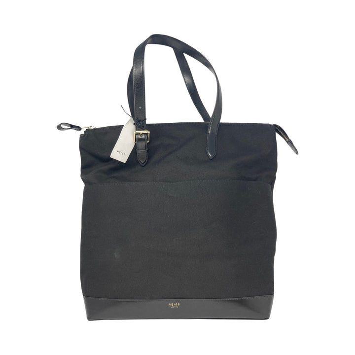 Reiss Zip Top Leather and Canvas Tote Bag-thumbnail