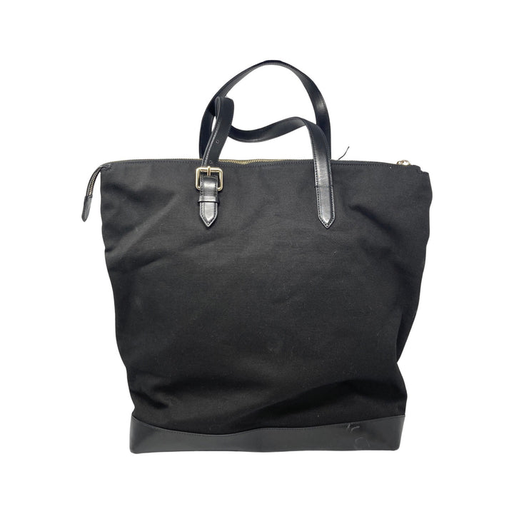 Reiss Zip Top Leather and Canvas Tote Bag-back