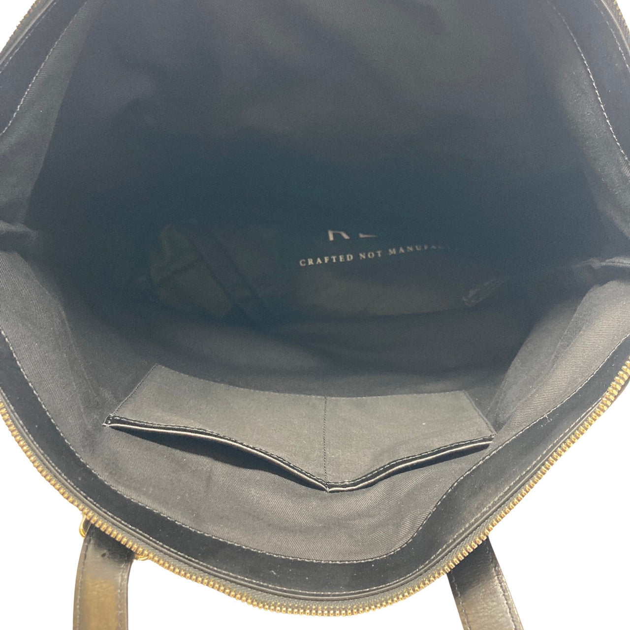 Reiss Zip Top Leather and Canvas Tote Bag-inside