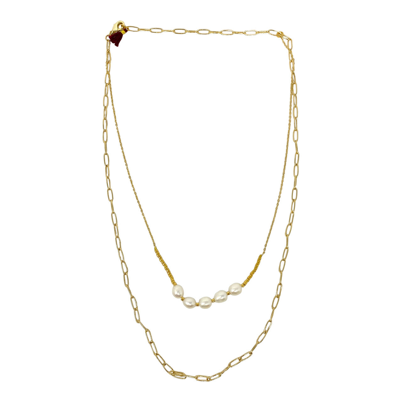 Shashi Pearl Layered Necklace- Front
