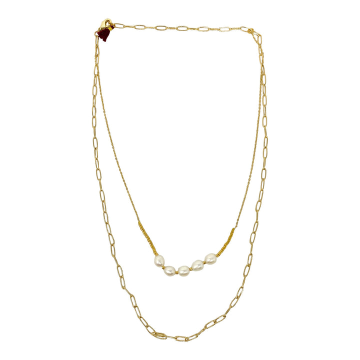 Shashi Pearl Layered Necklace- Front