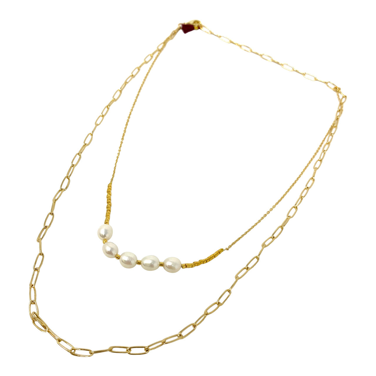 Shashi Pearl Layered Necklace- Side