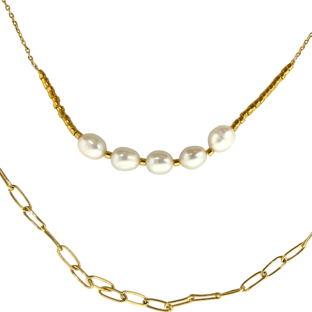 Shashi Pearl Layered Necklace- Detail