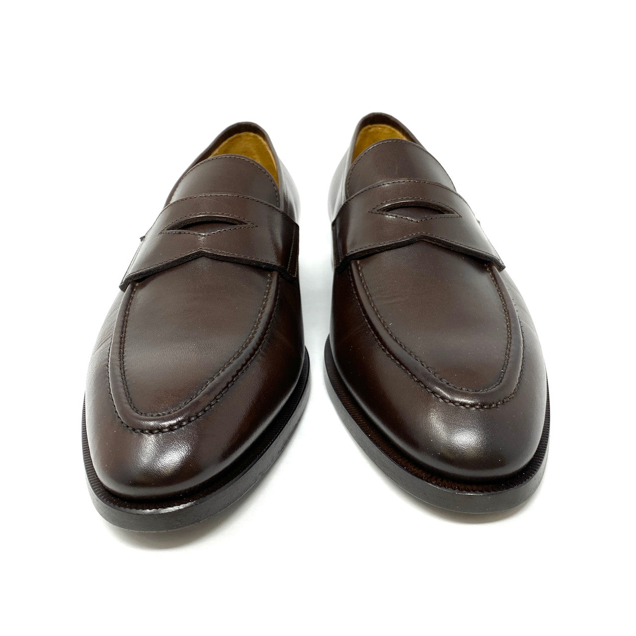 SuitSupply Smooth Brown Leather Penny Loafer-Front