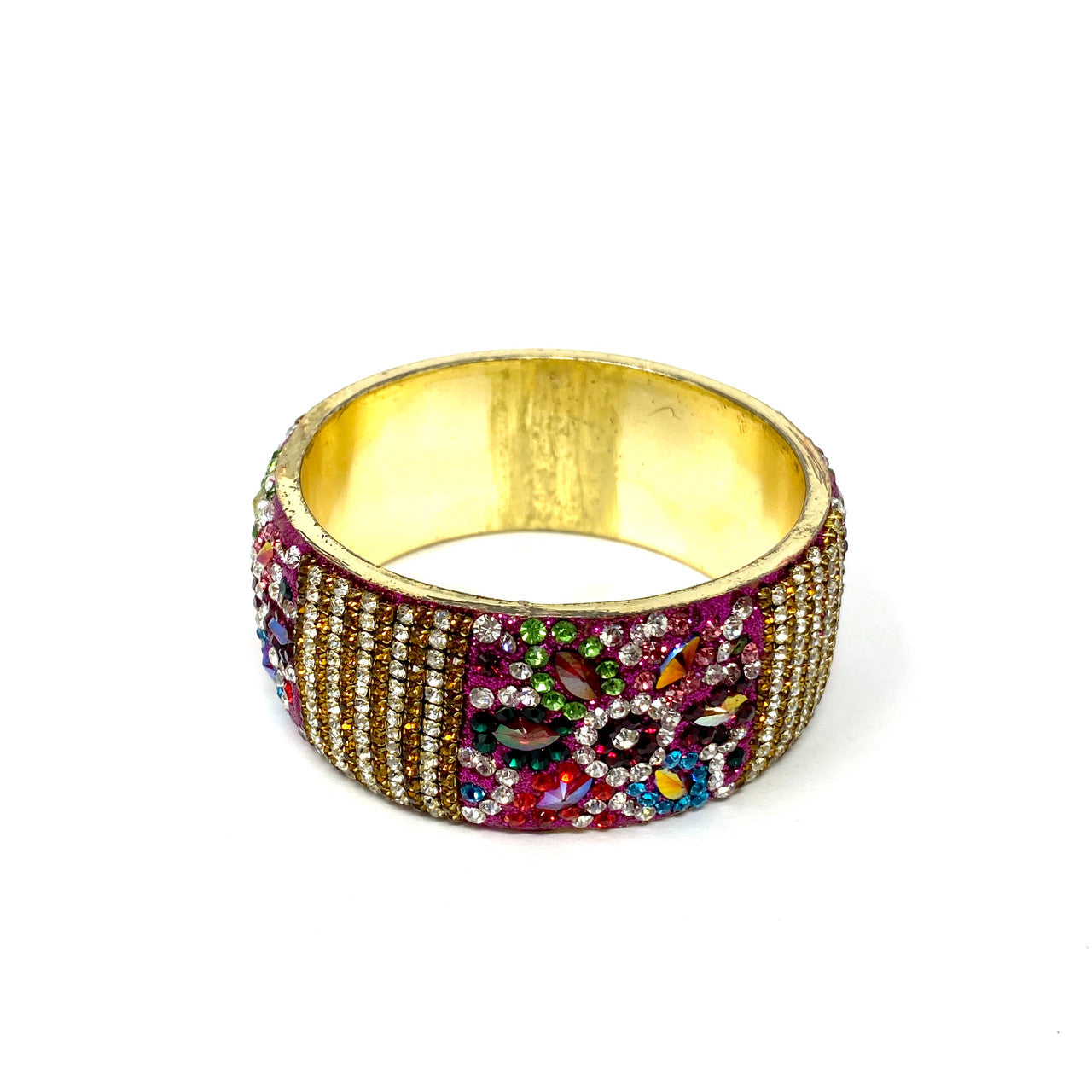 Deepa Gurnani Wide Rhinestone Bangle- Side Two