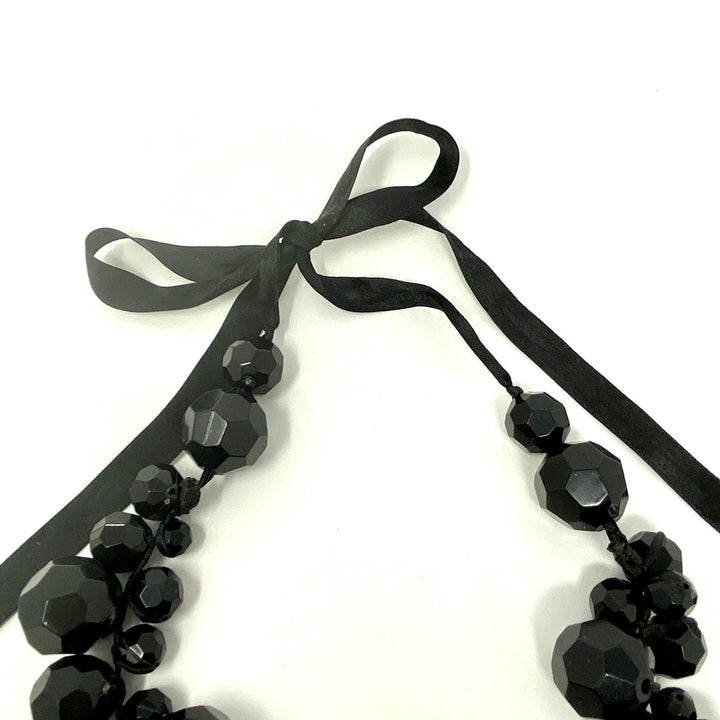 Faceted Baubles Ribbon Tie Necklace- Closure