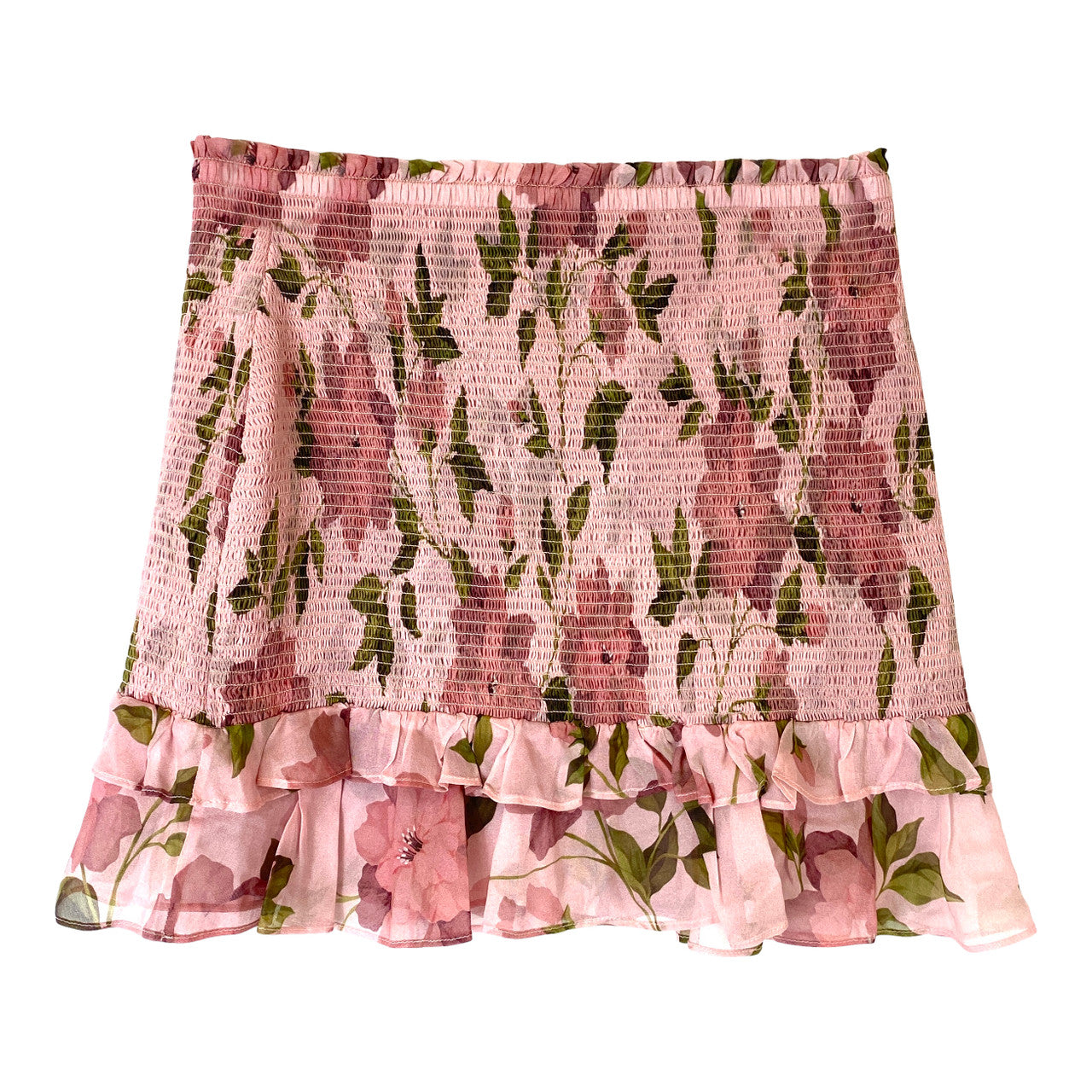 Intermix Smocked Floral Mini Skirt- Front