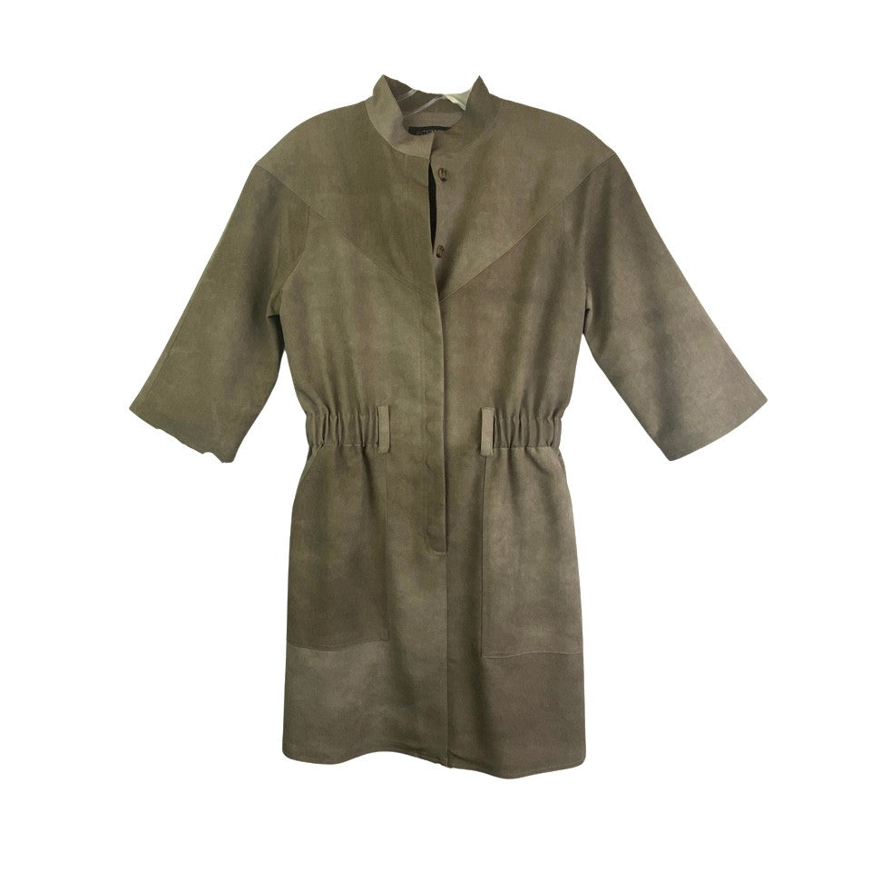 Intermix Taupe Collarless Mini Dress-Thumbnail