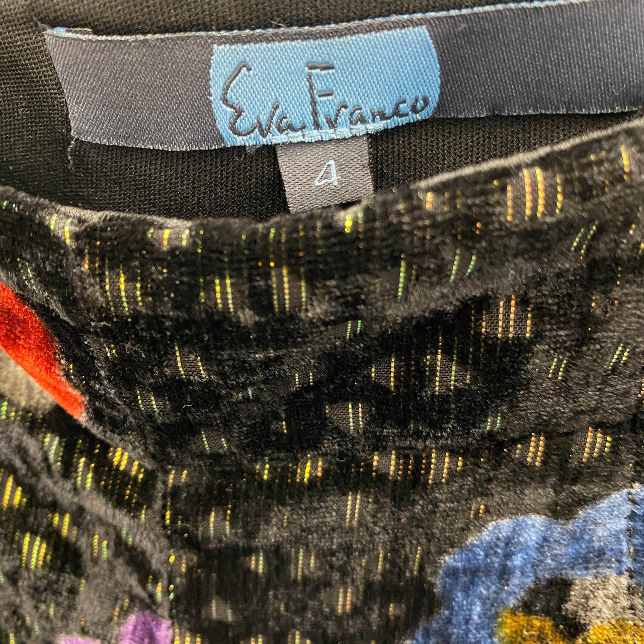 Eva Franco Velvet Pansy Pants- Label