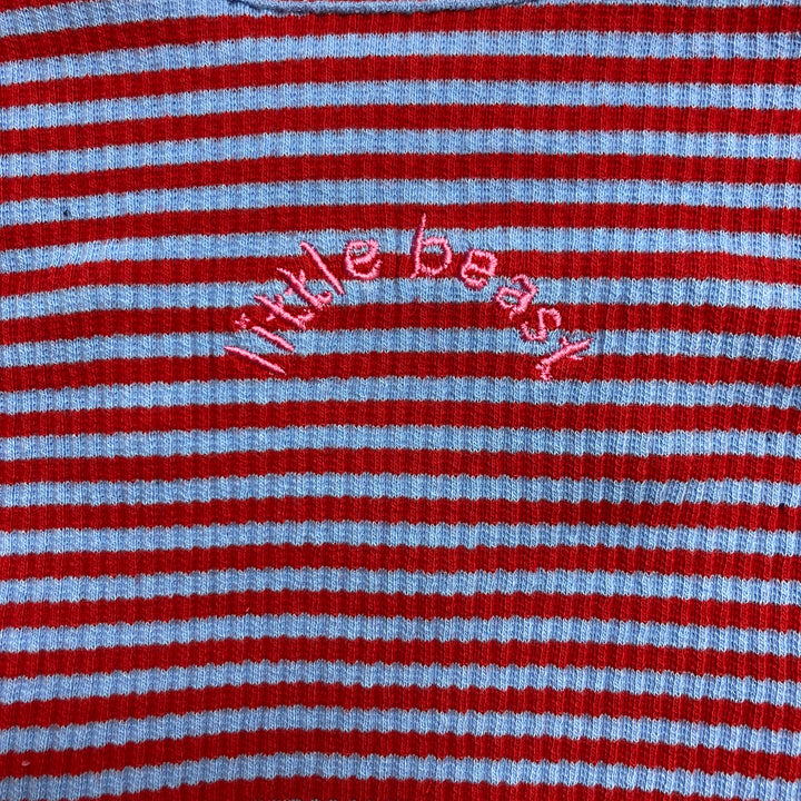 Little Beast Red and Blue Stripe Dog Tee-detail