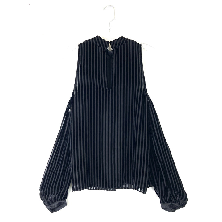 Intermix Velour Stripe Cold Shoulder Top- Back