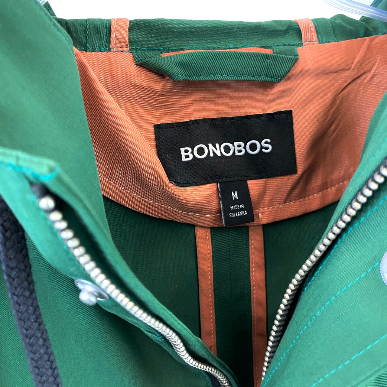 Bonobos Green Cotton Anorak- Label