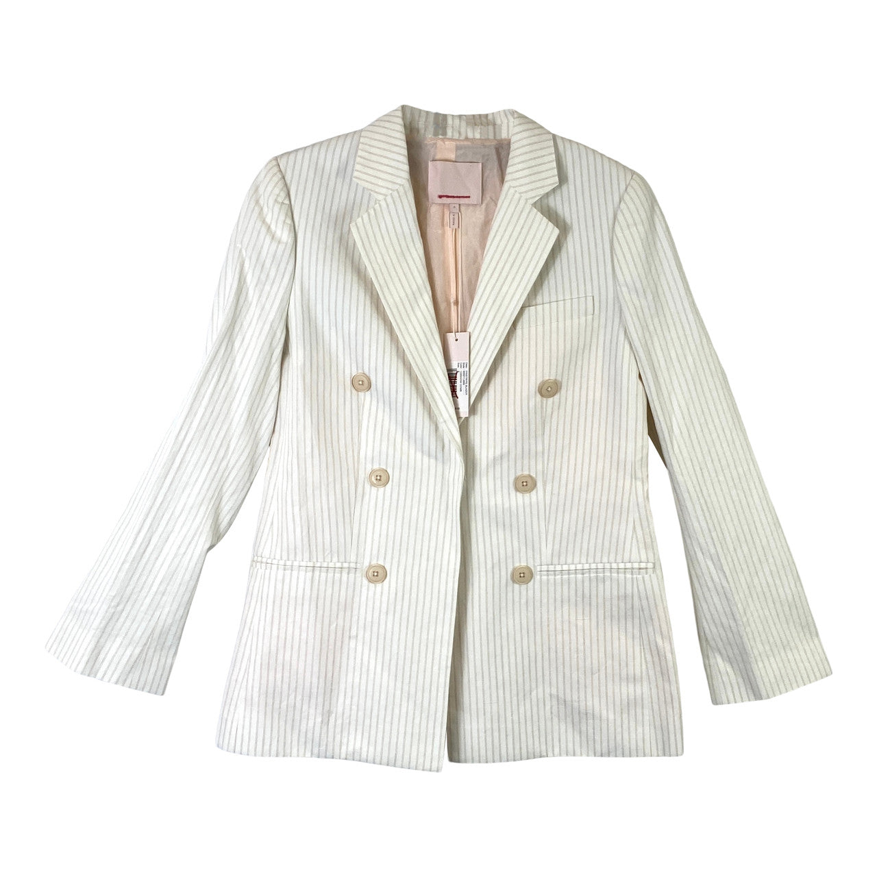 Rebecca Taylor Pinstriped Linen Double Breasted Blazer-Thumbnail