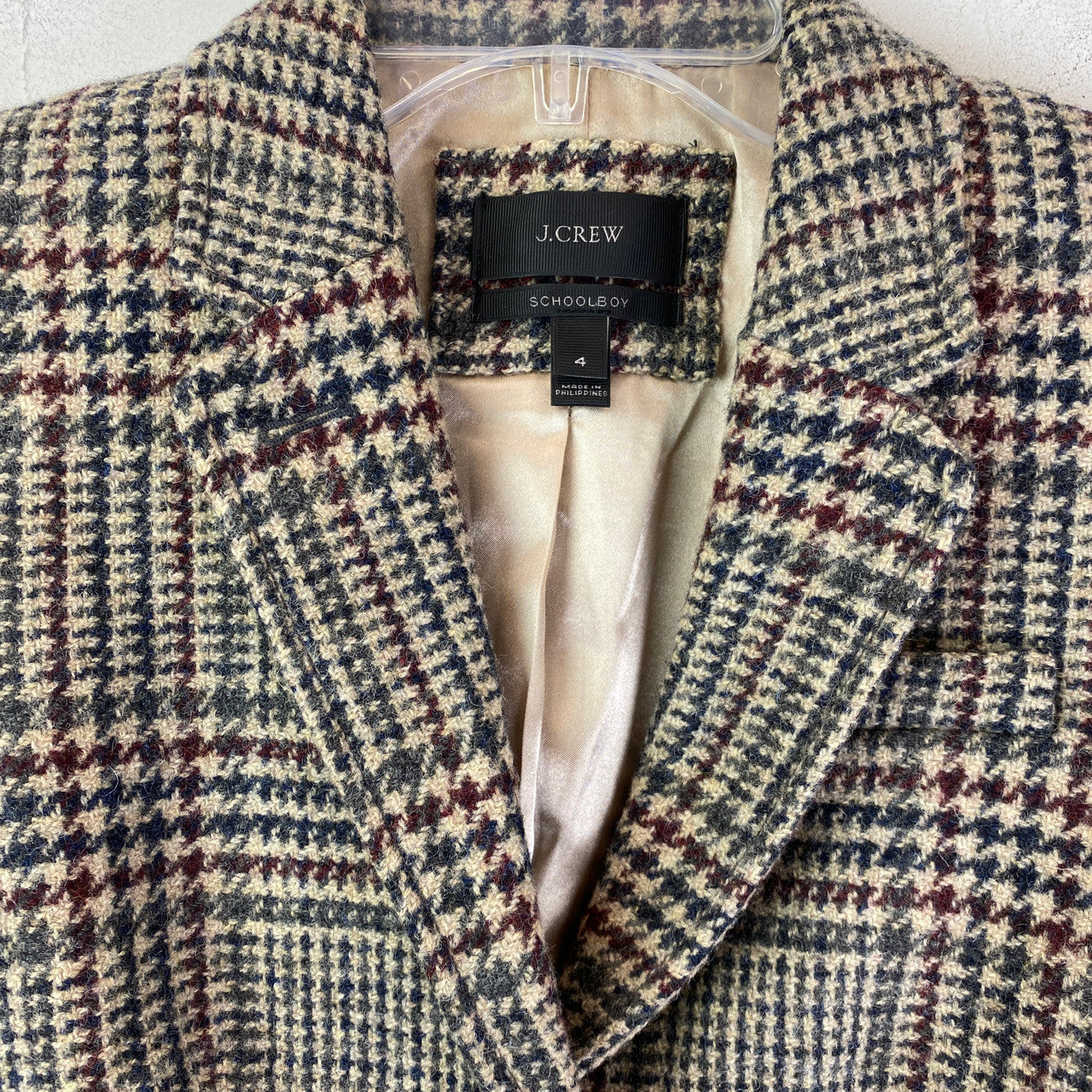 J. Crew Glen Plaid Schoolboy Shrunken Blazer-Label