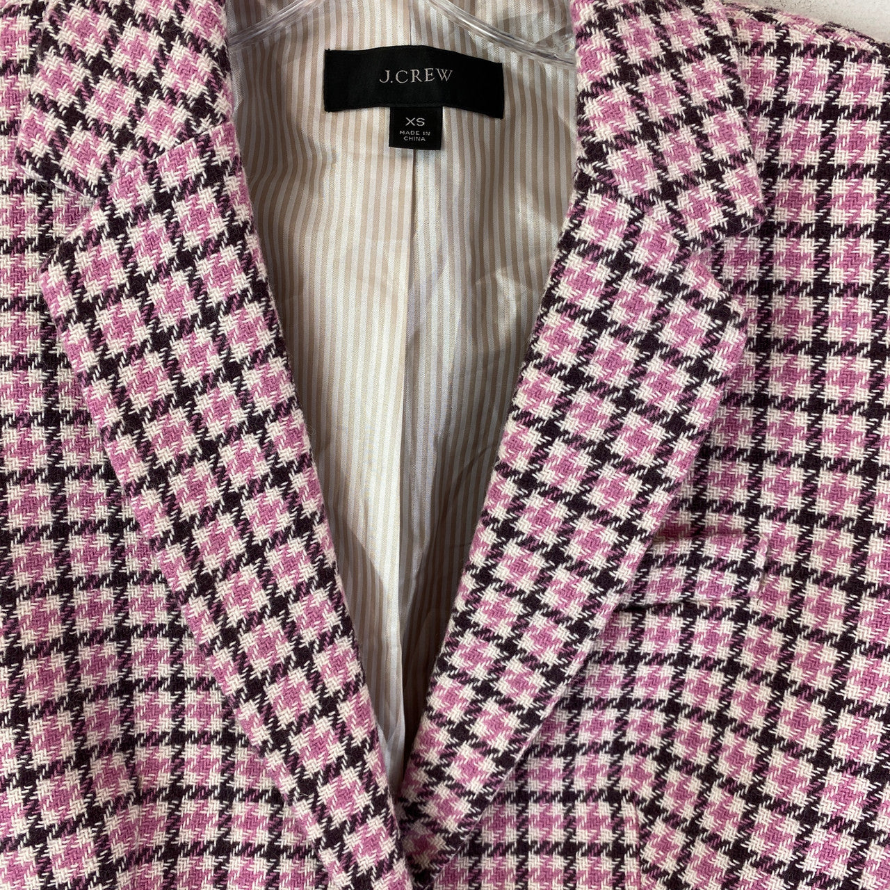 J. Crew Pink Plaid Fitted Blazer-Label