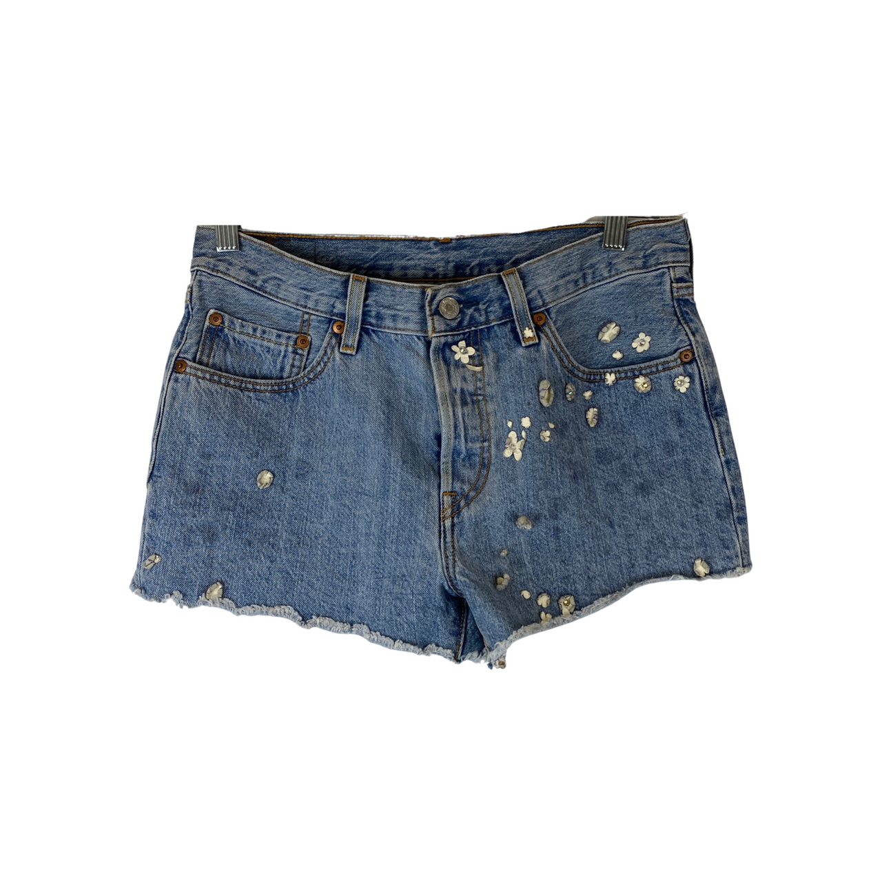 Levis Embellished Floral Applique Cut Offs-front