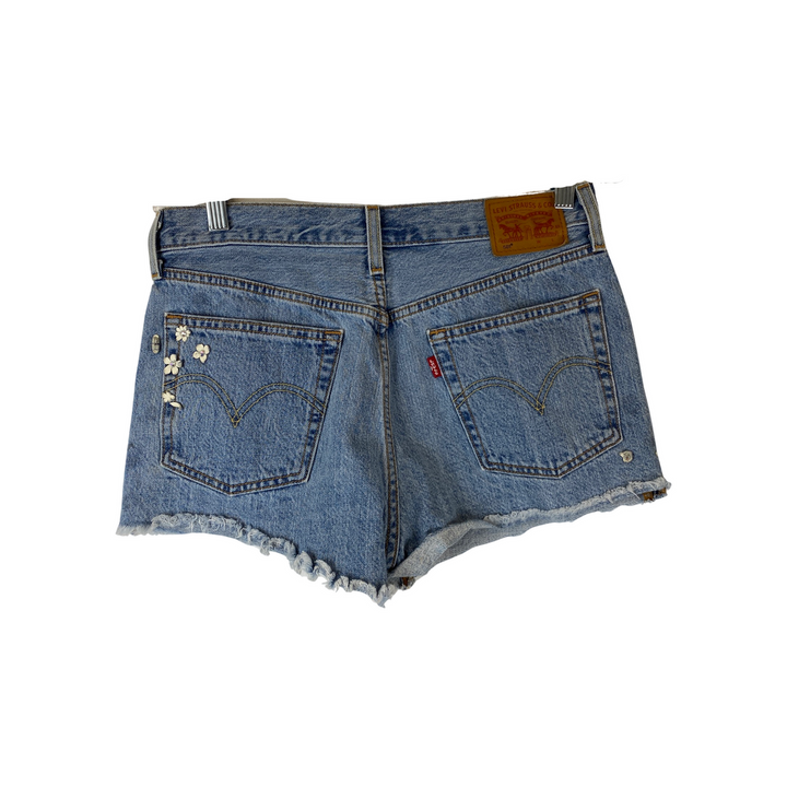 Levis Embellished Floral Applique Cut Offs-back